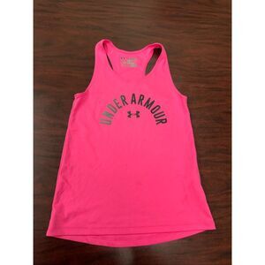 Under Armour Youth Girls Neon Pink Heatgear Fitted Athletic Tank Top Size Small